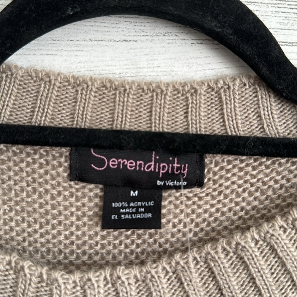 Serendipity By Victoria Brown Cut Out Side Long Sleeve Pullover Sweater | SIZE M - Picture 5 of 6